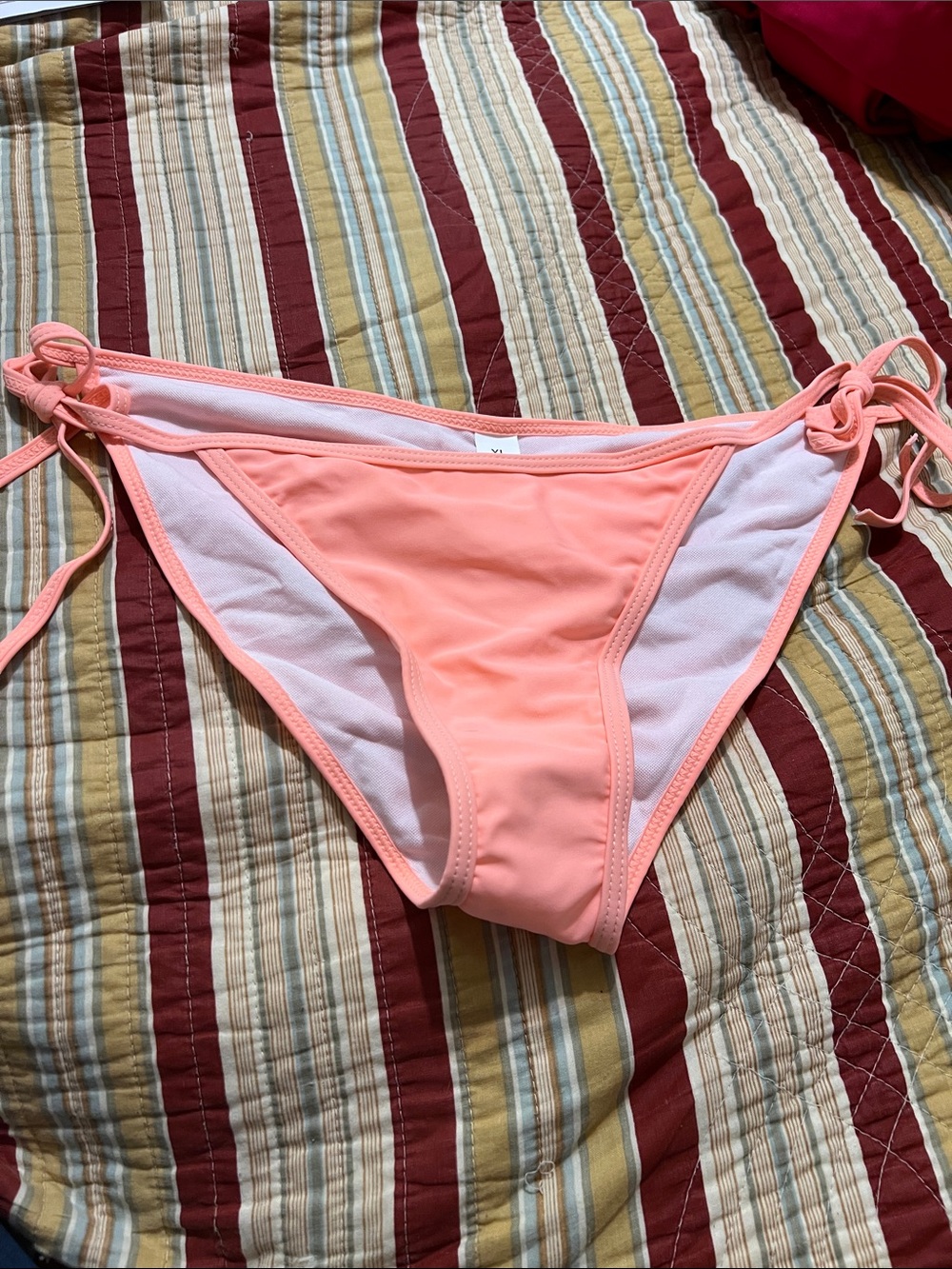 Women’s Tie-Side Bikini Bottom in Coral Pink XL